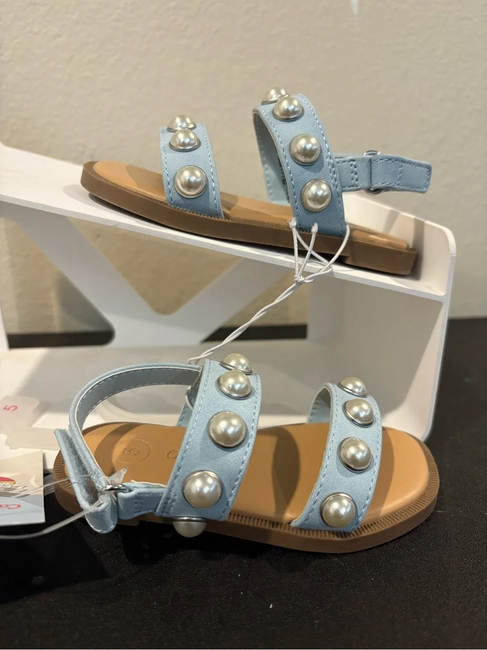 Selene Pearl Sandals - Cat & Jack™ White Open Toe, Hook and Loop Toddler Sz 5